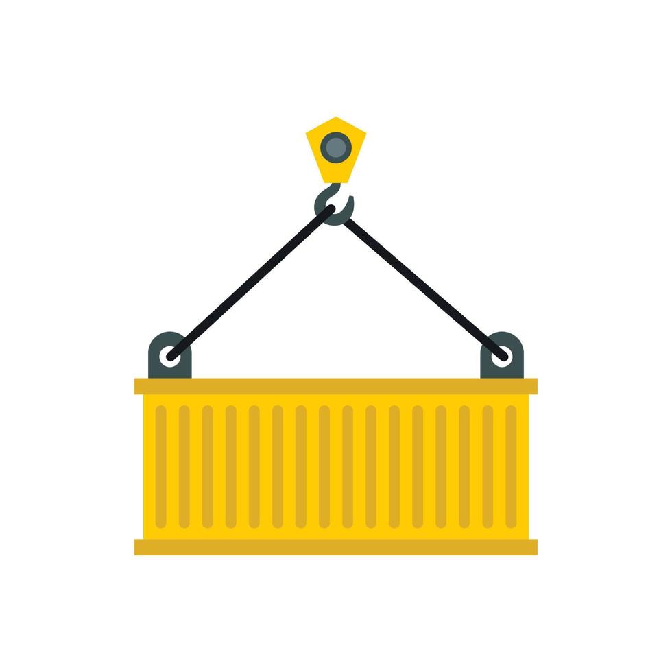 Crane with load icon, flat style vector