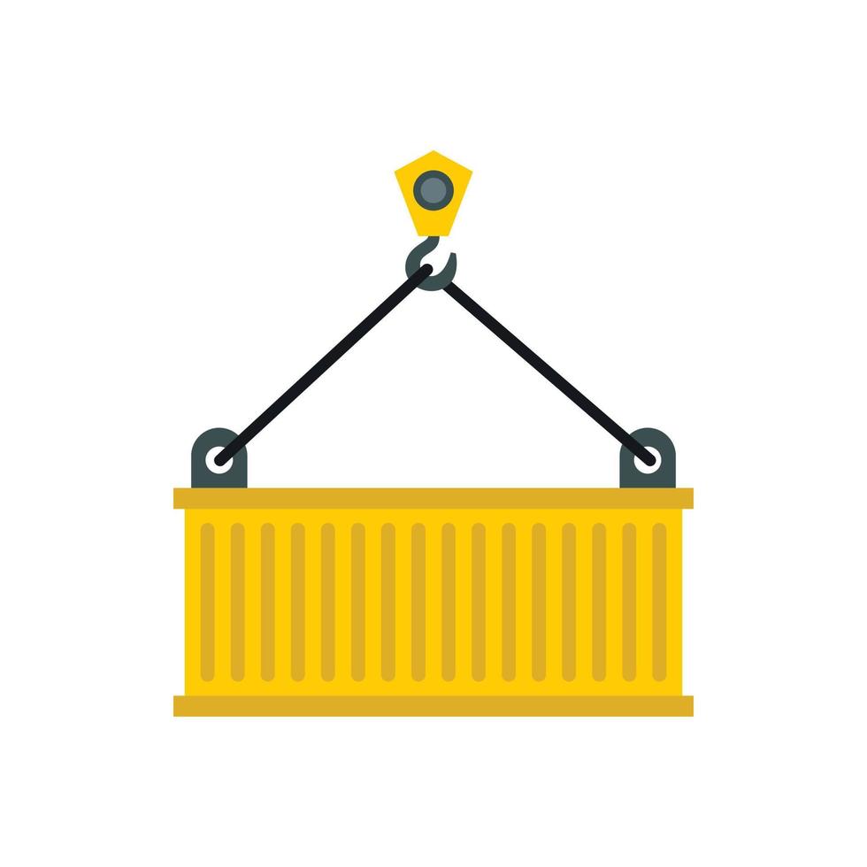 Crane with load icon, flat style vector