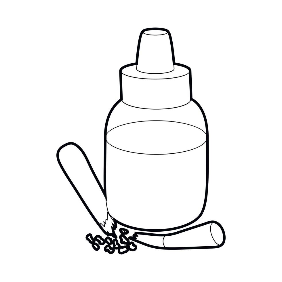 Refill bottle and cigarette icon, outline style vector