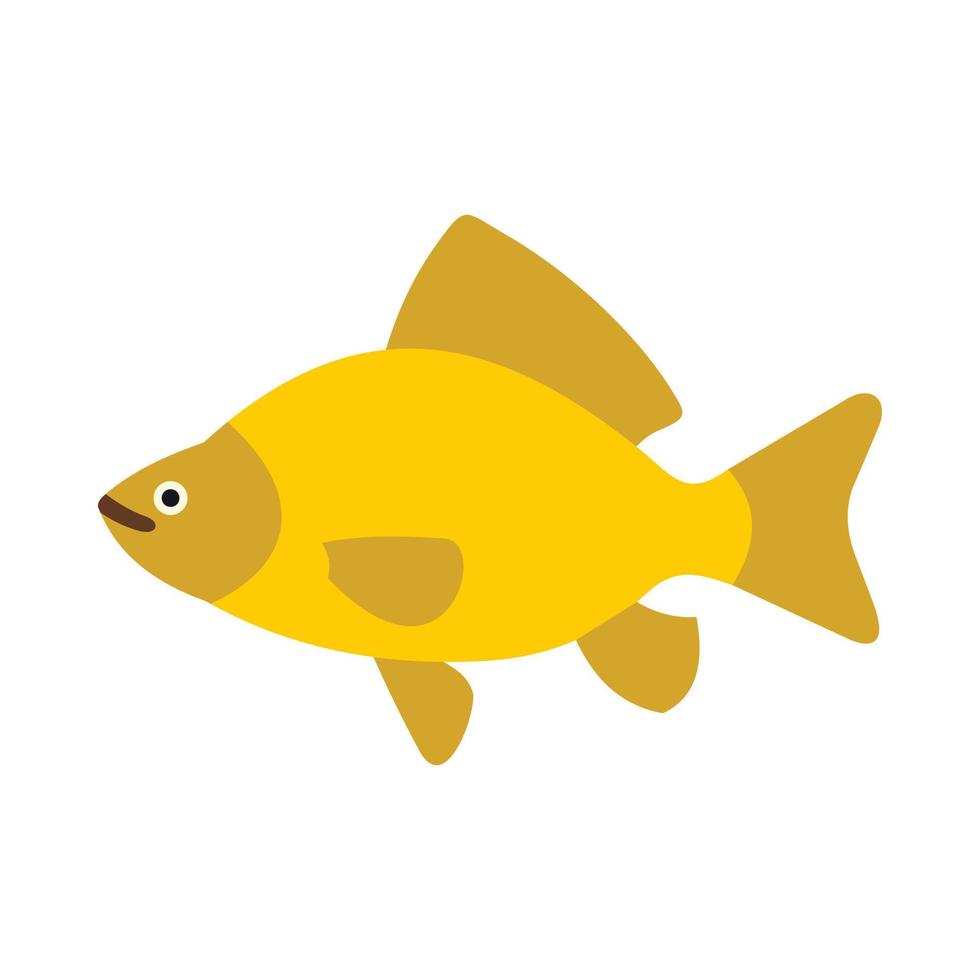 Yellow fish icon, flat style vector