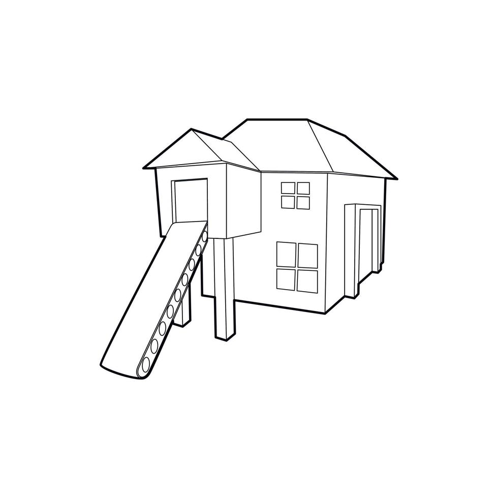 icono de la casa del bosque, estilo de esquema vector