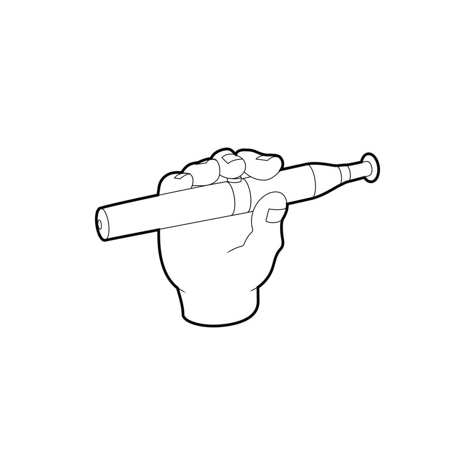 Hand holding e-cigarette icon, outline style vector