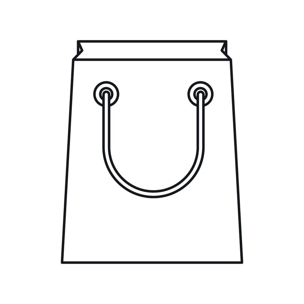 Paper bag icon, outline style vector