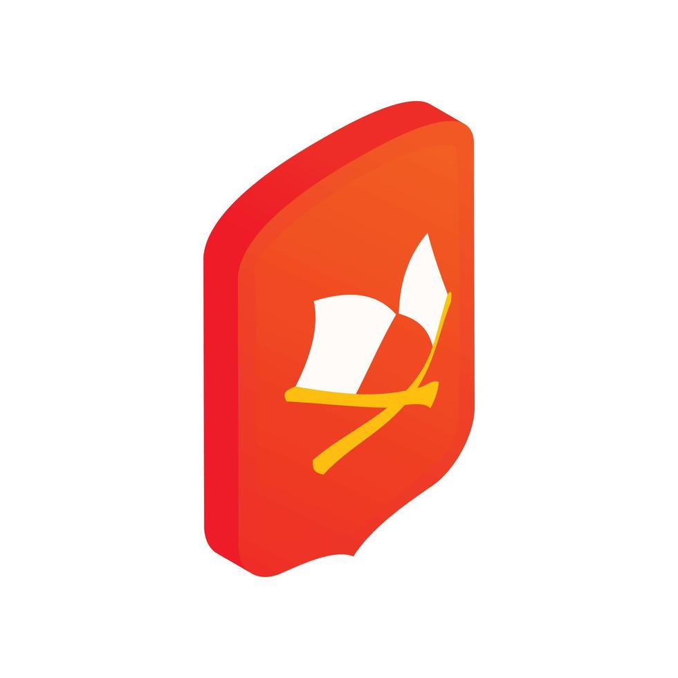 Shield with crossed axes icon, isometric 3d style vector