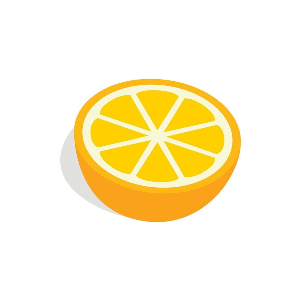 Half of orange icon , isometric 3d style vector