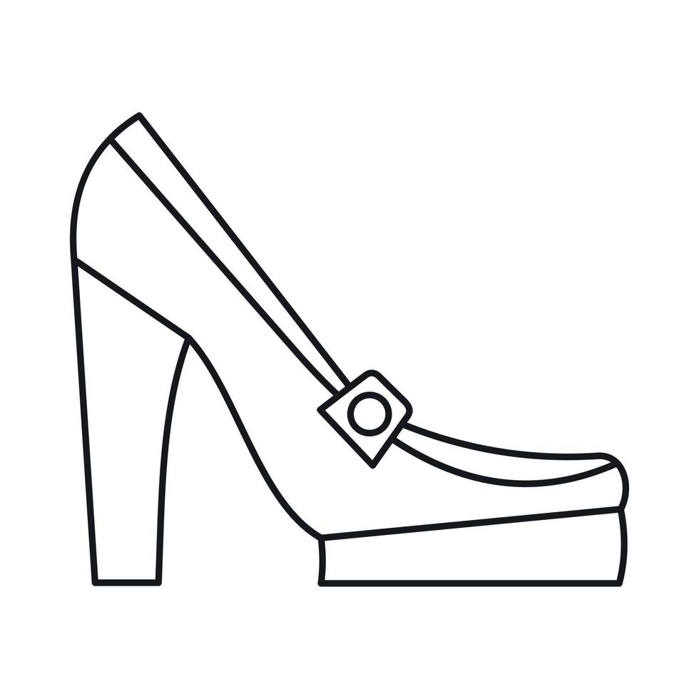 zapatos de mujer en el icono de la plataforma, estilo de esquema vector