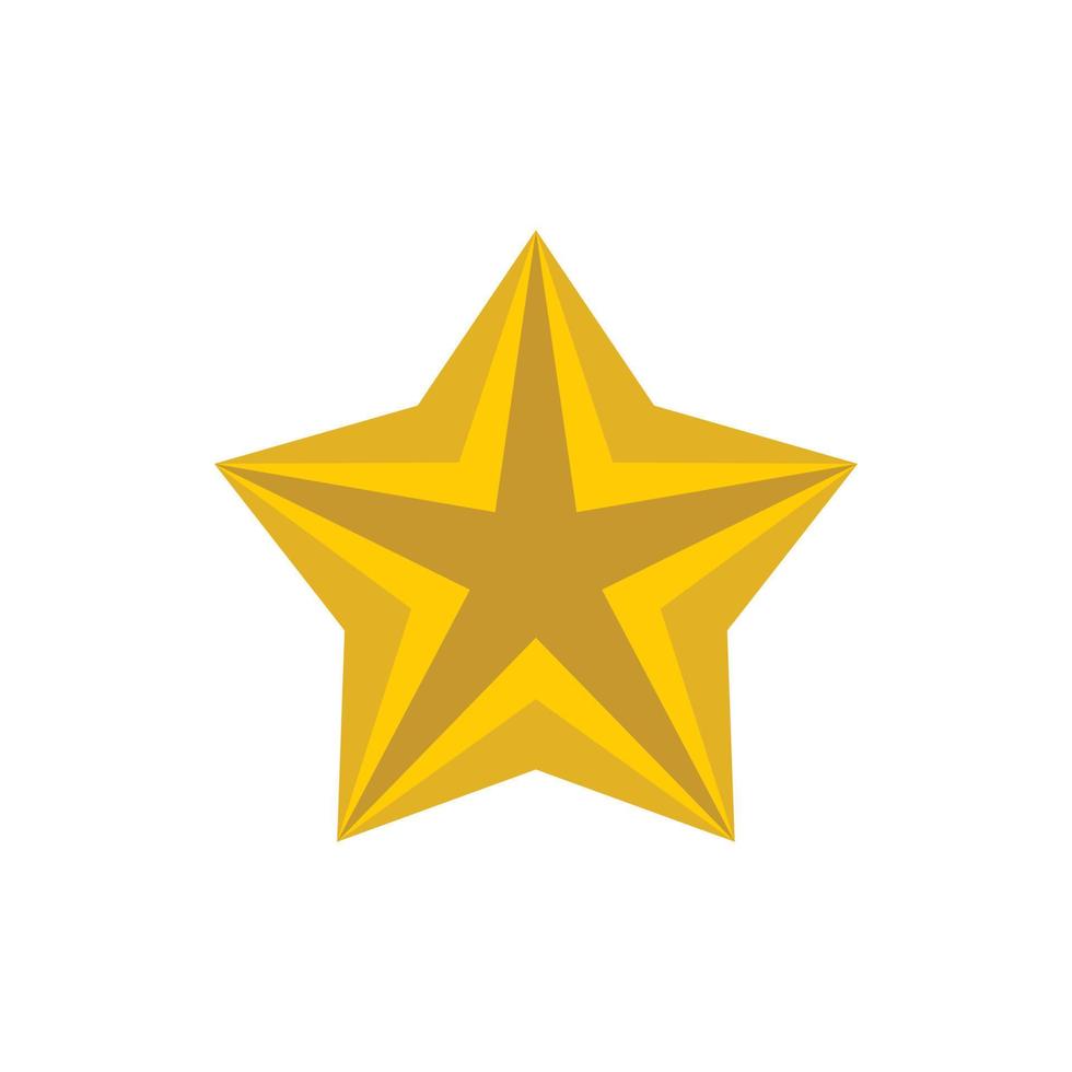 Golden star icon, flat style vector
