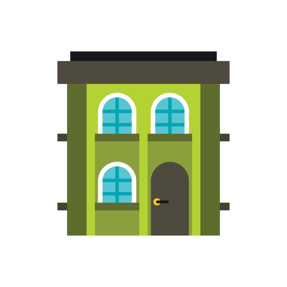 Green two storey house icon, flat style vector