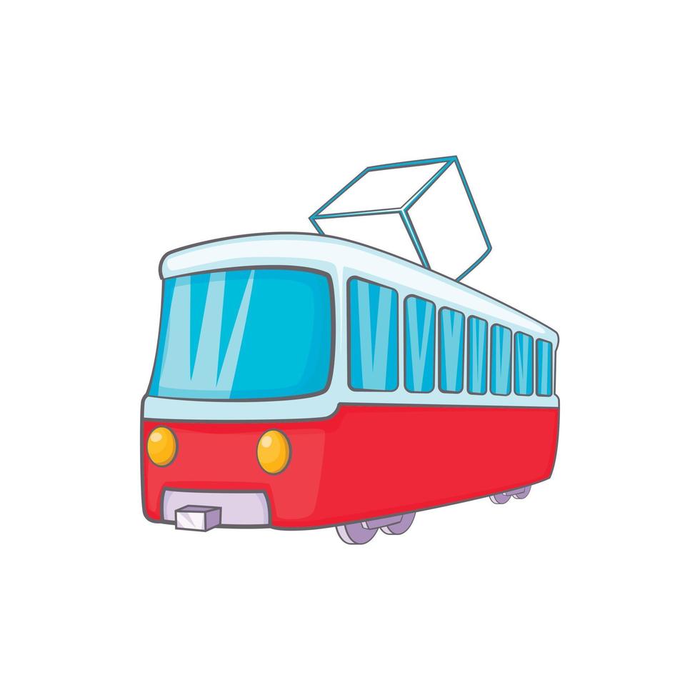 Tram icon in cartoon style vector