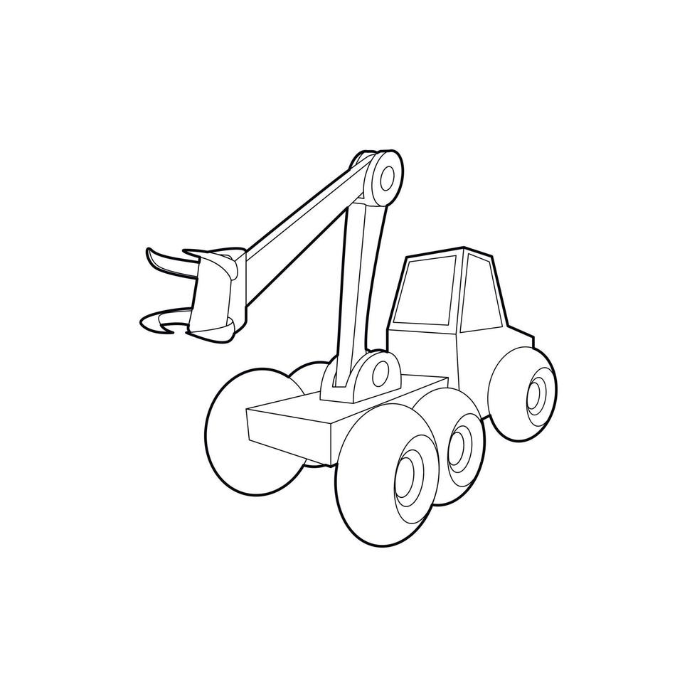 Hydraulic crane icon, outline style vector