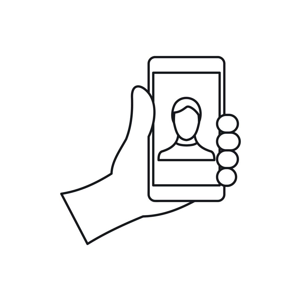 Hand holding smartphone with photo icon vector