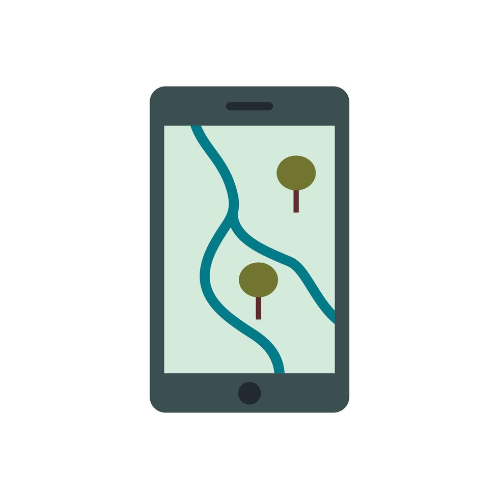 Phone with maps icon, flat style vector