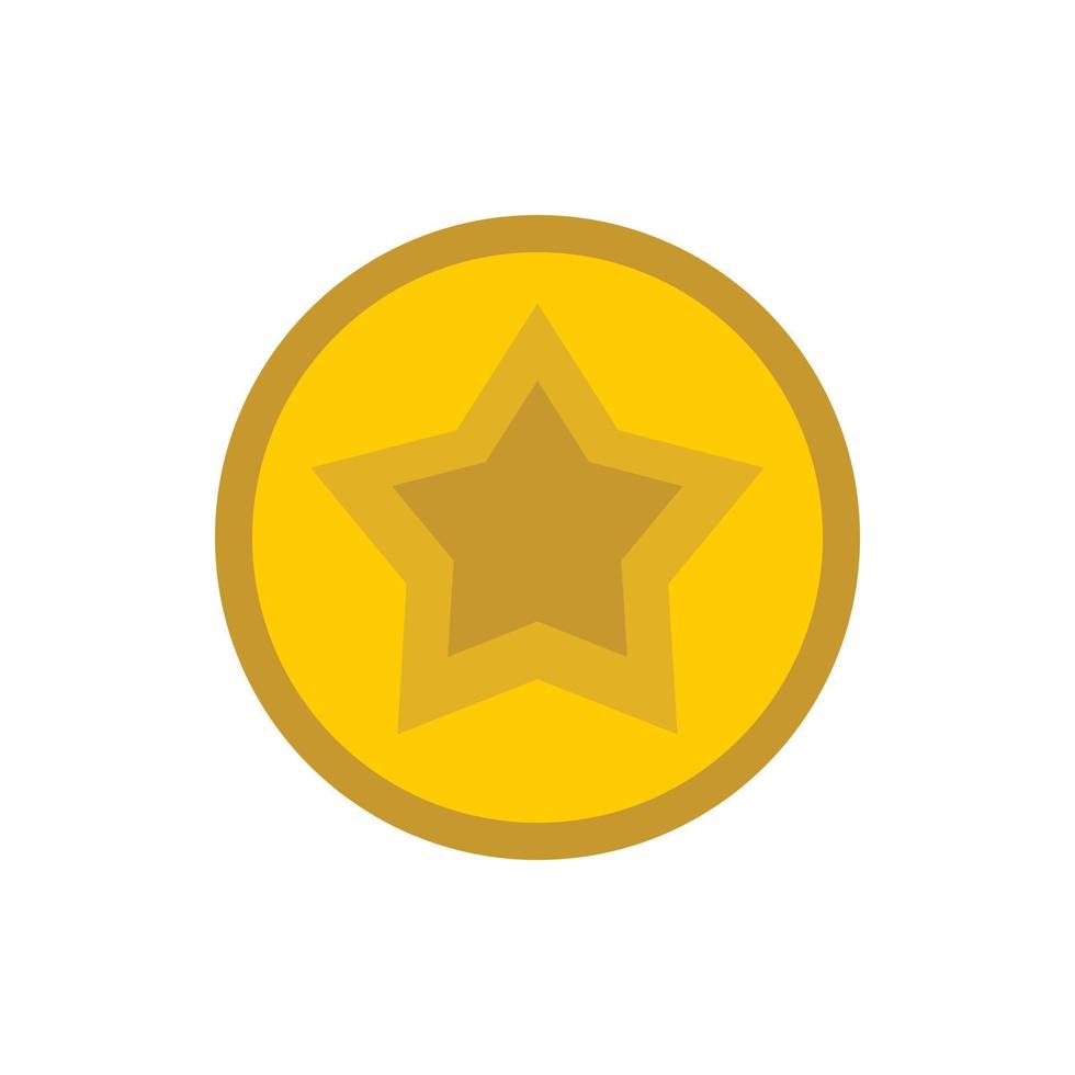 Golden star icon, flat style vector