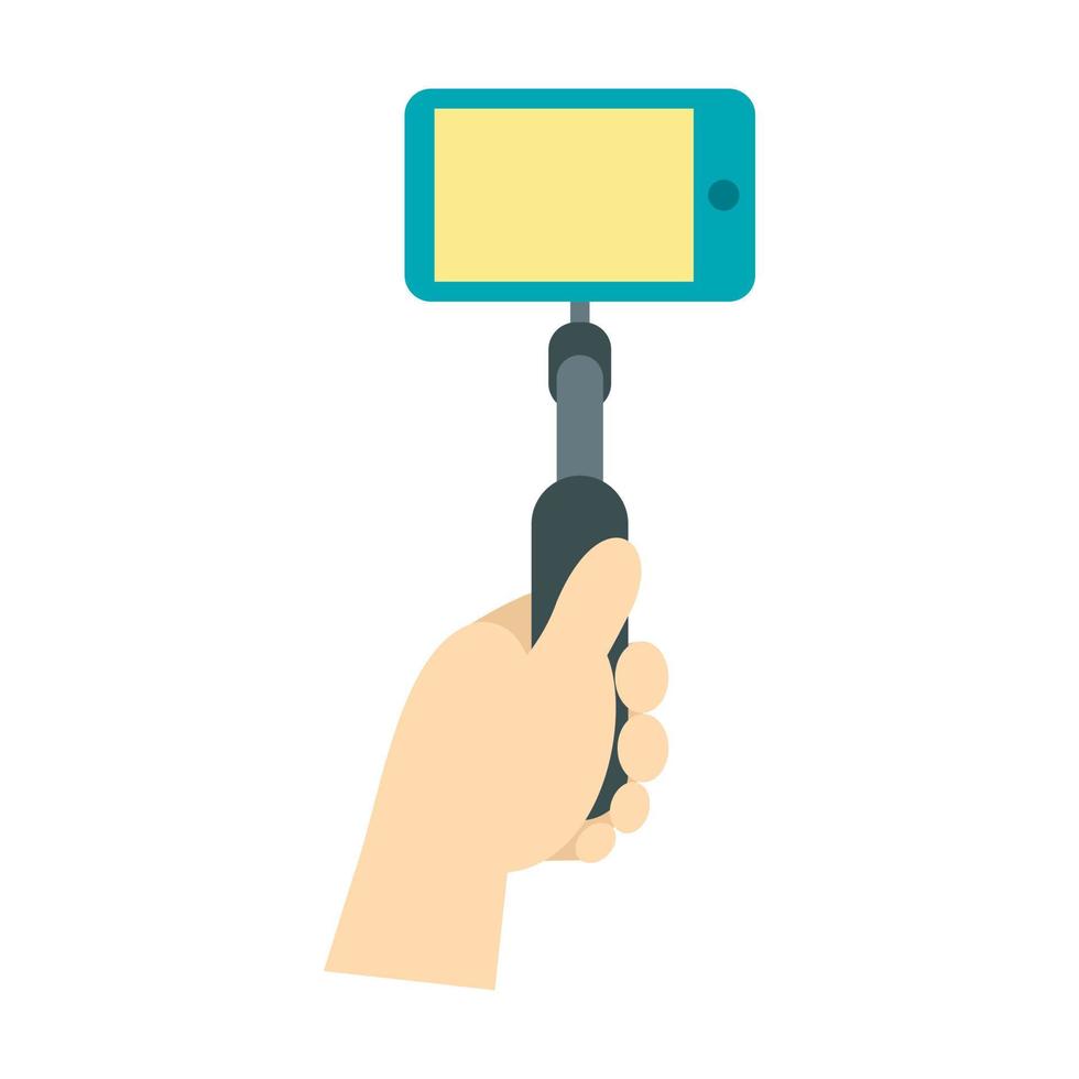 mano que sostiene el icono de palo monopod selfie vector