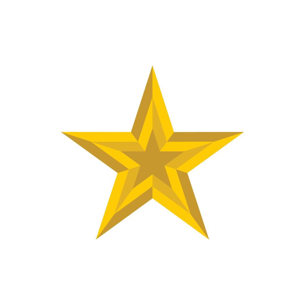 Golden star icon, flat style vector