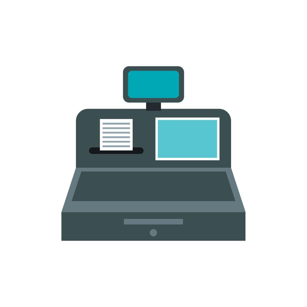 Cash register icon, flat style vector