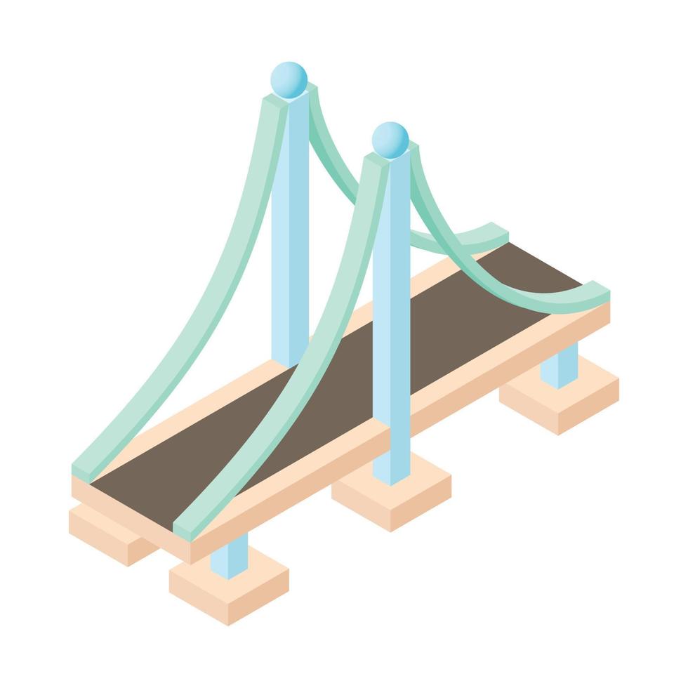 Puente con icono de pilares, estilo de dibujos animados vector