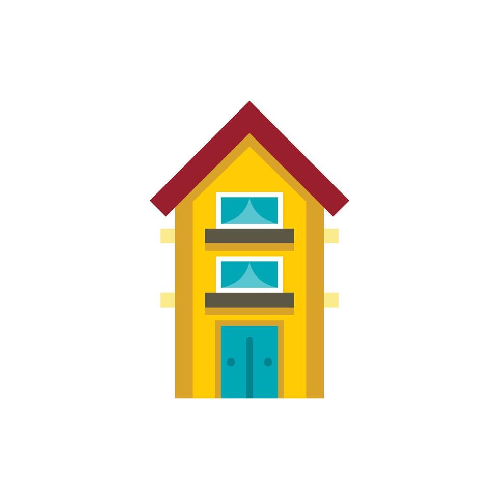 Small yellow two storey house icon vector