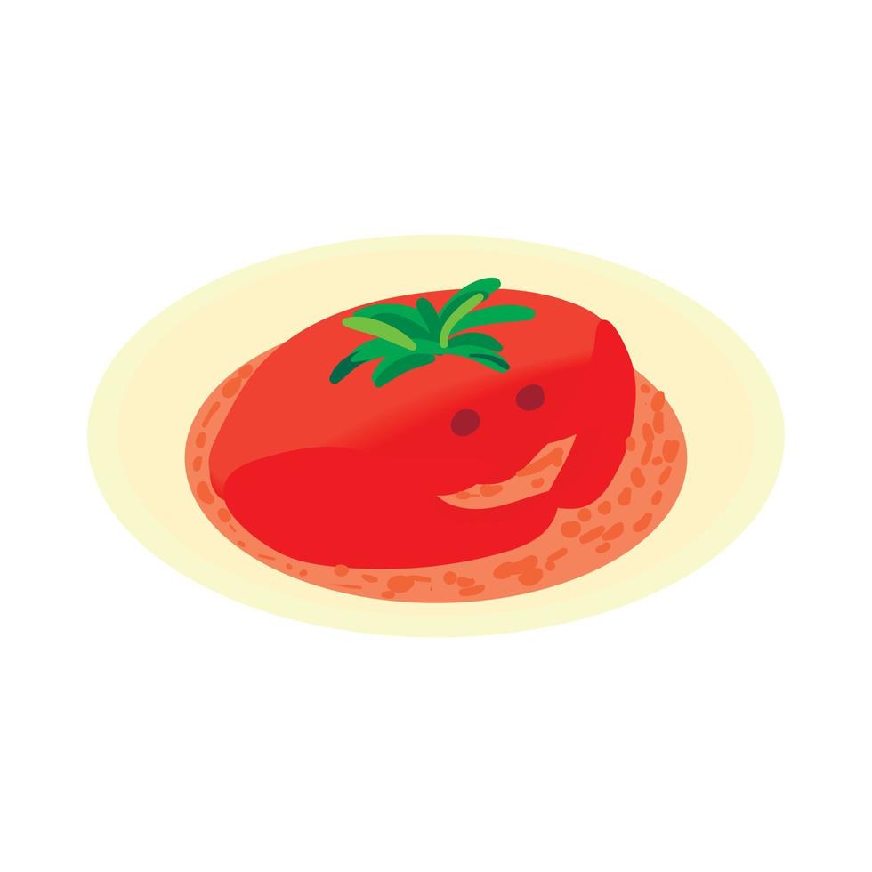 Crab soup icon, cartoon style vector