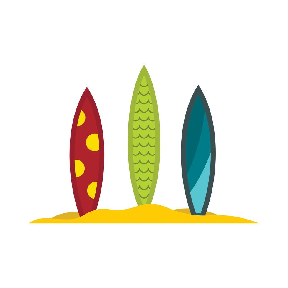 Three surfboards icon, flat style vector