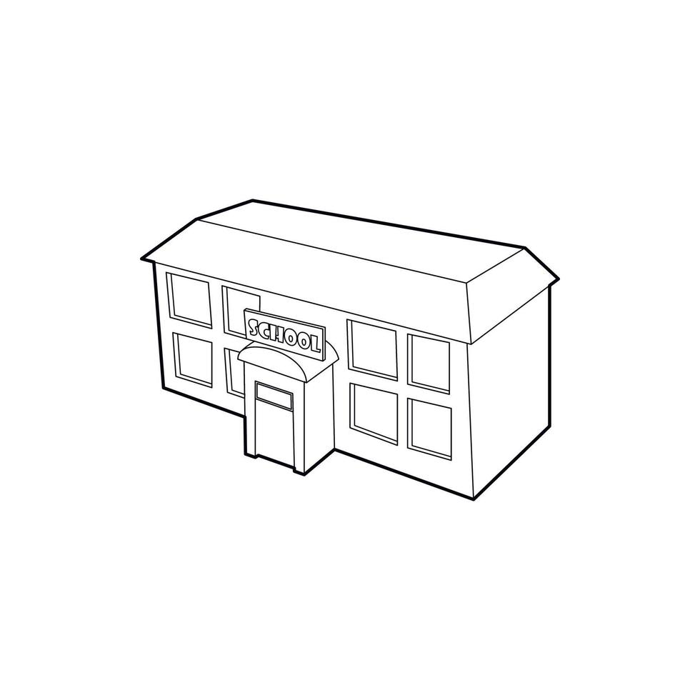 School building icon, outline style vector