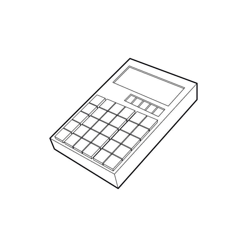 Calculator icon, outline style vector