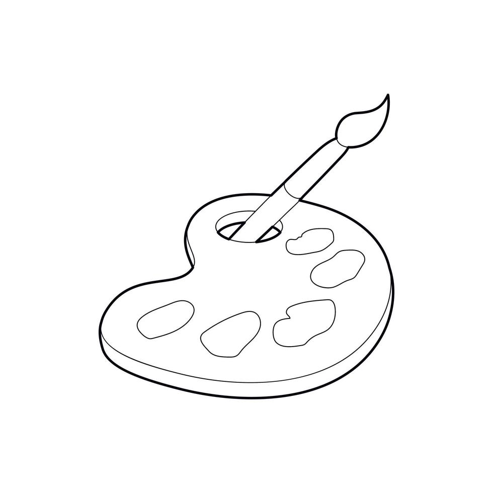 Watercolor and brush icon, outline style vector
