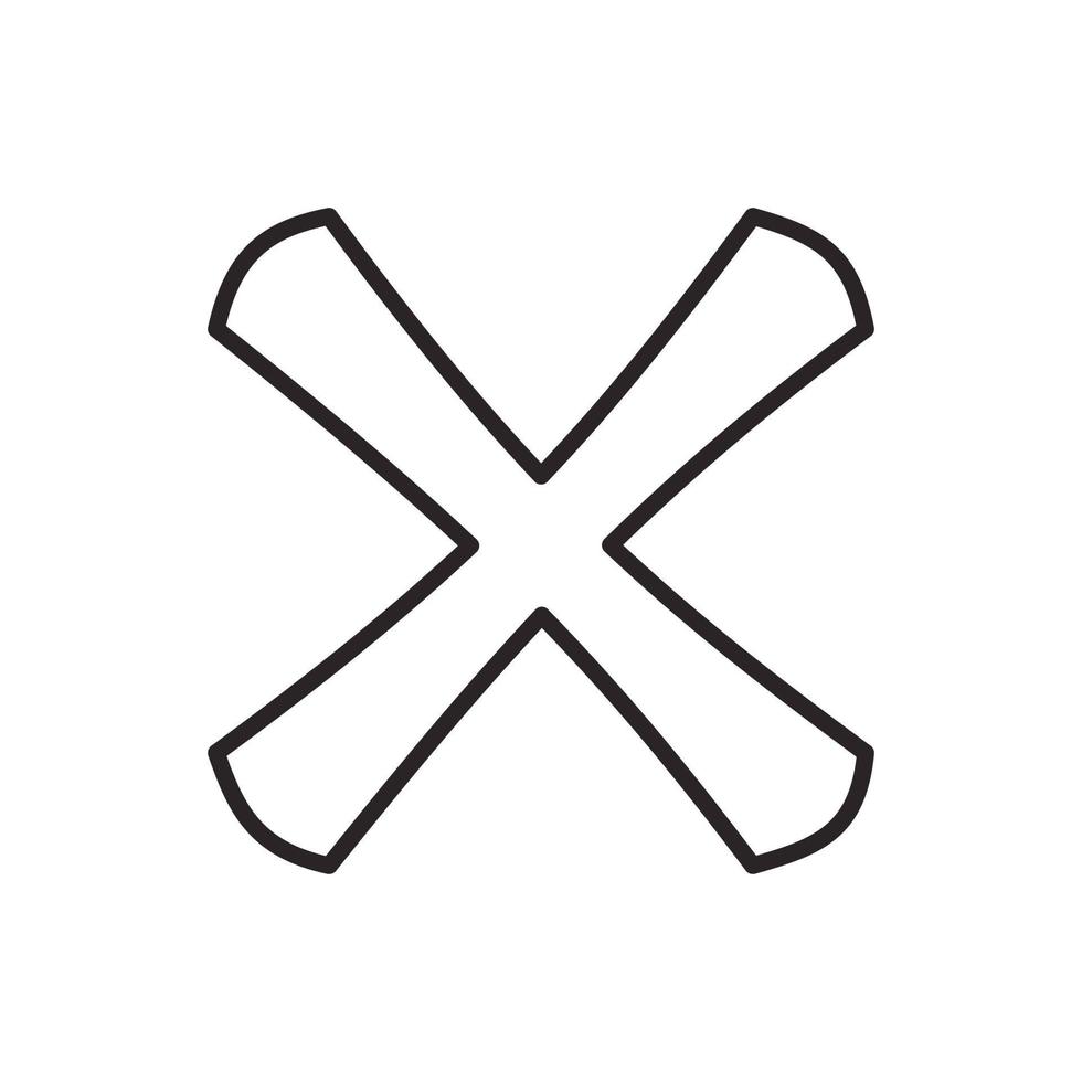 Cross icon, outline style vector