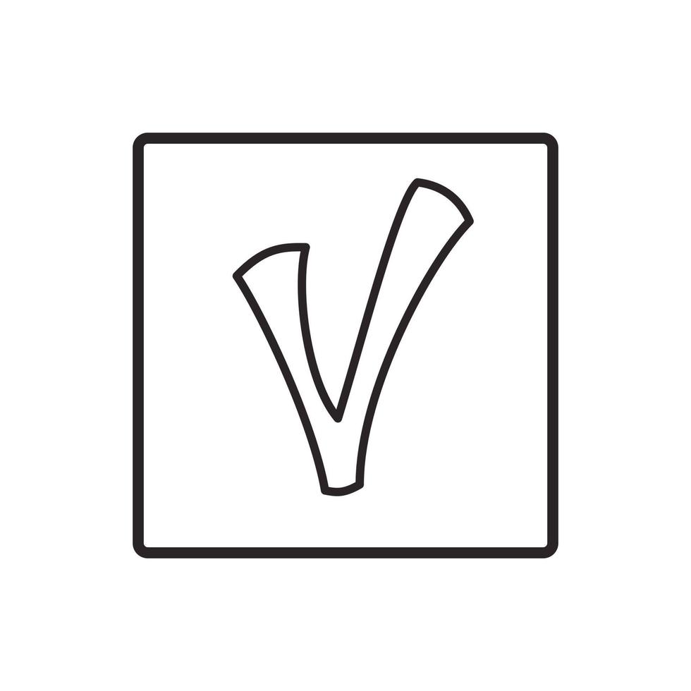 marca de verificación en icono cuadrado, estilo de esquema vector