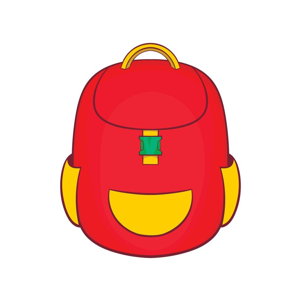 Red backpack icon in cartoon style vector