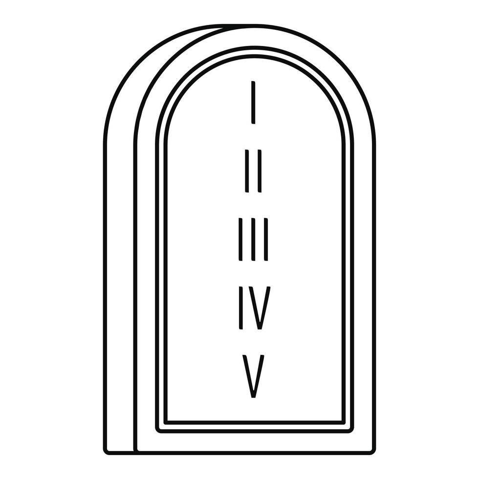 icono de tableta de piedra judía, estilo de esquema vector