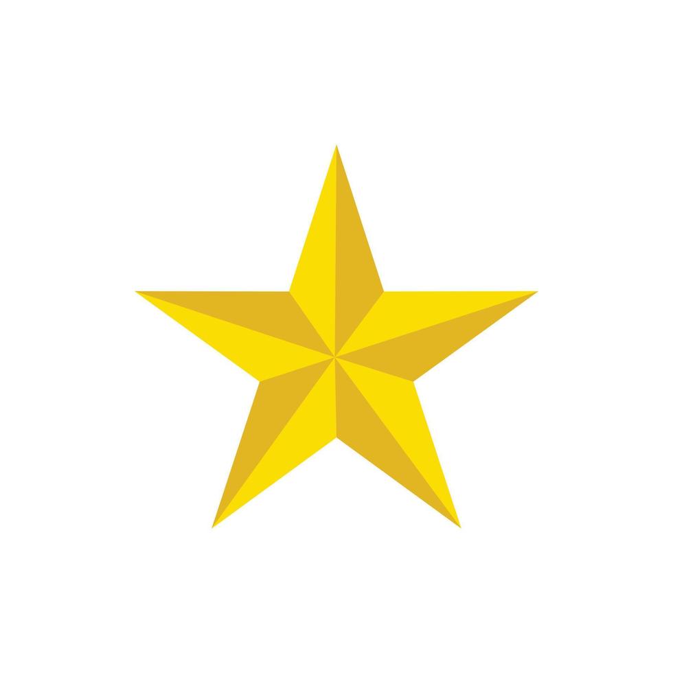 Golden star icon, flat style vector