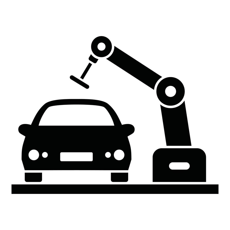 icono de fábrica de robot de coche, estilo simple vector