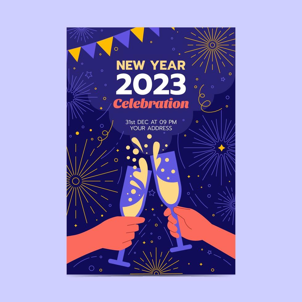 Flat New Year Poster Template vector