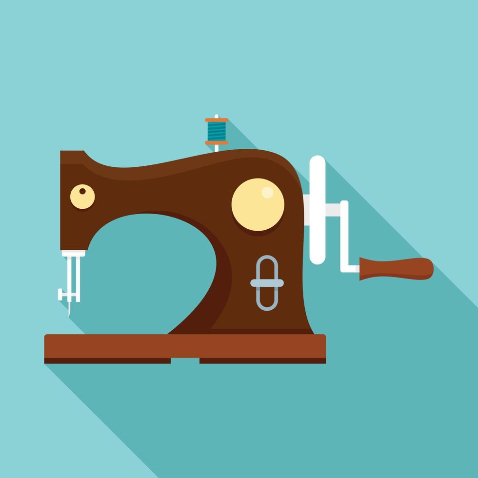 Wood sew machine icon, flat style vector