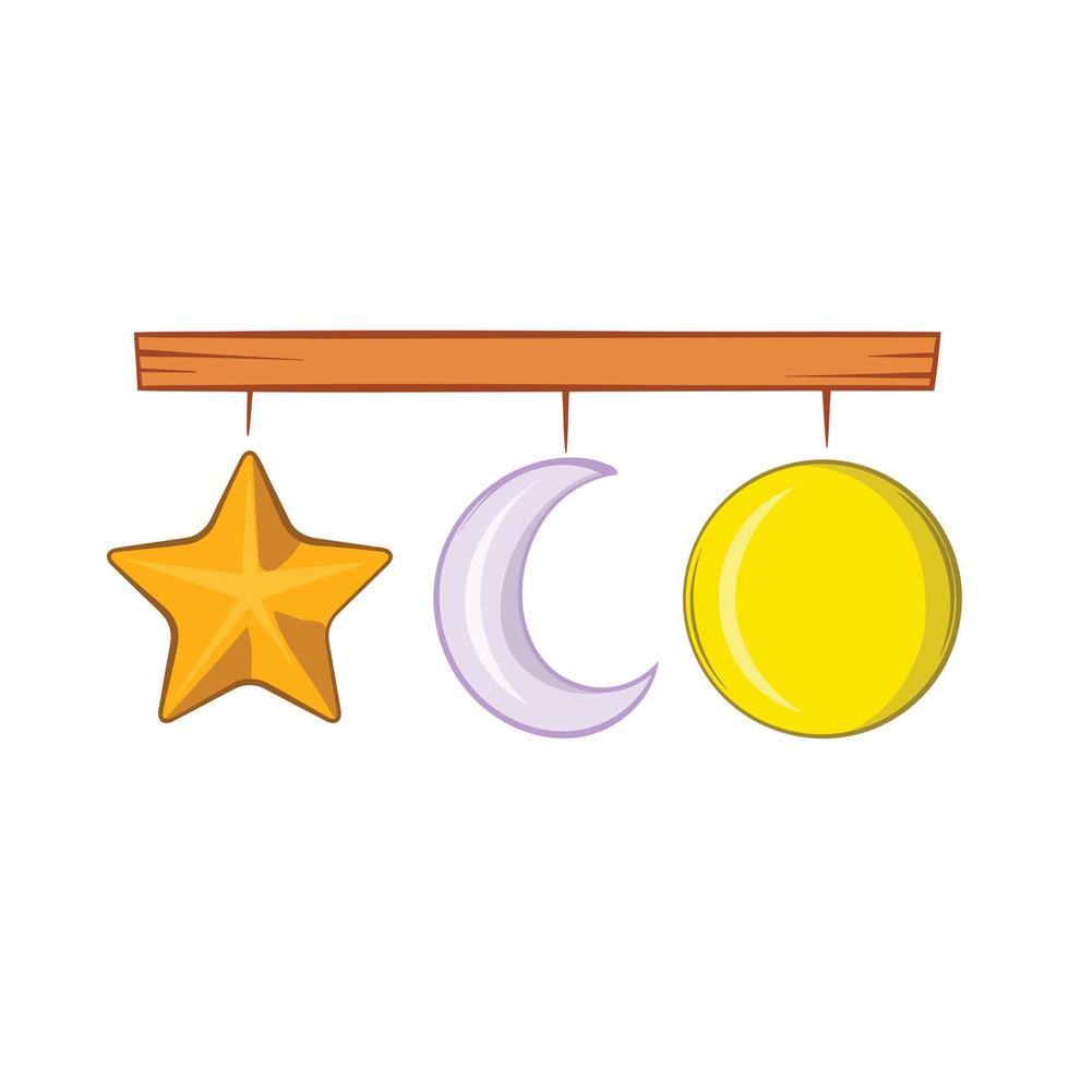 Crib mobile icon, cartoon style vector