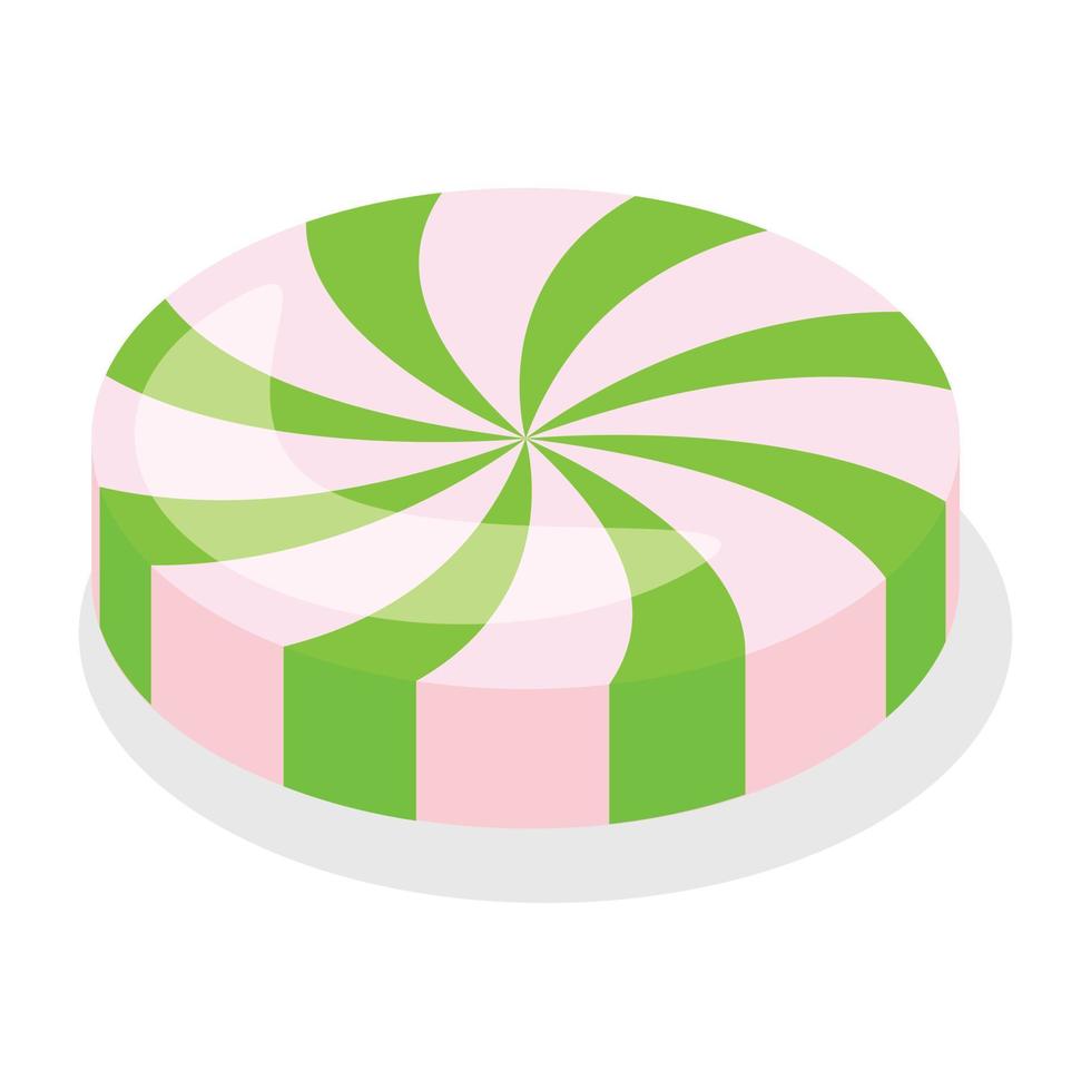 Green swirl candy icon, isometric style vector