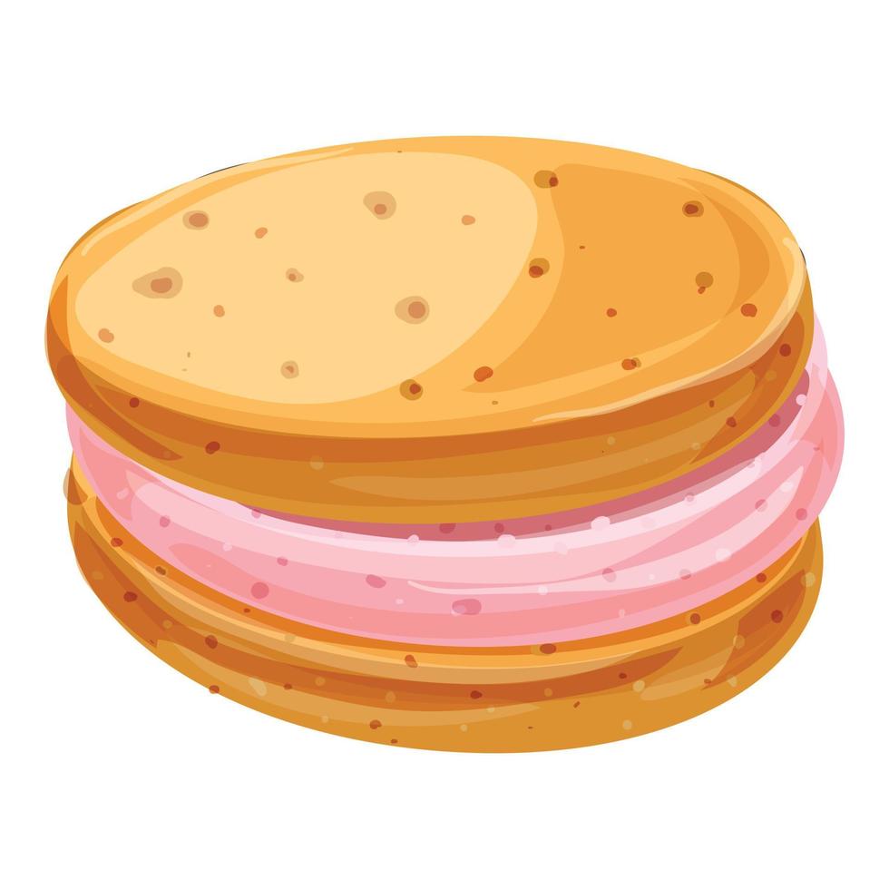 Marshmallow cookie icon, cartoon style vector