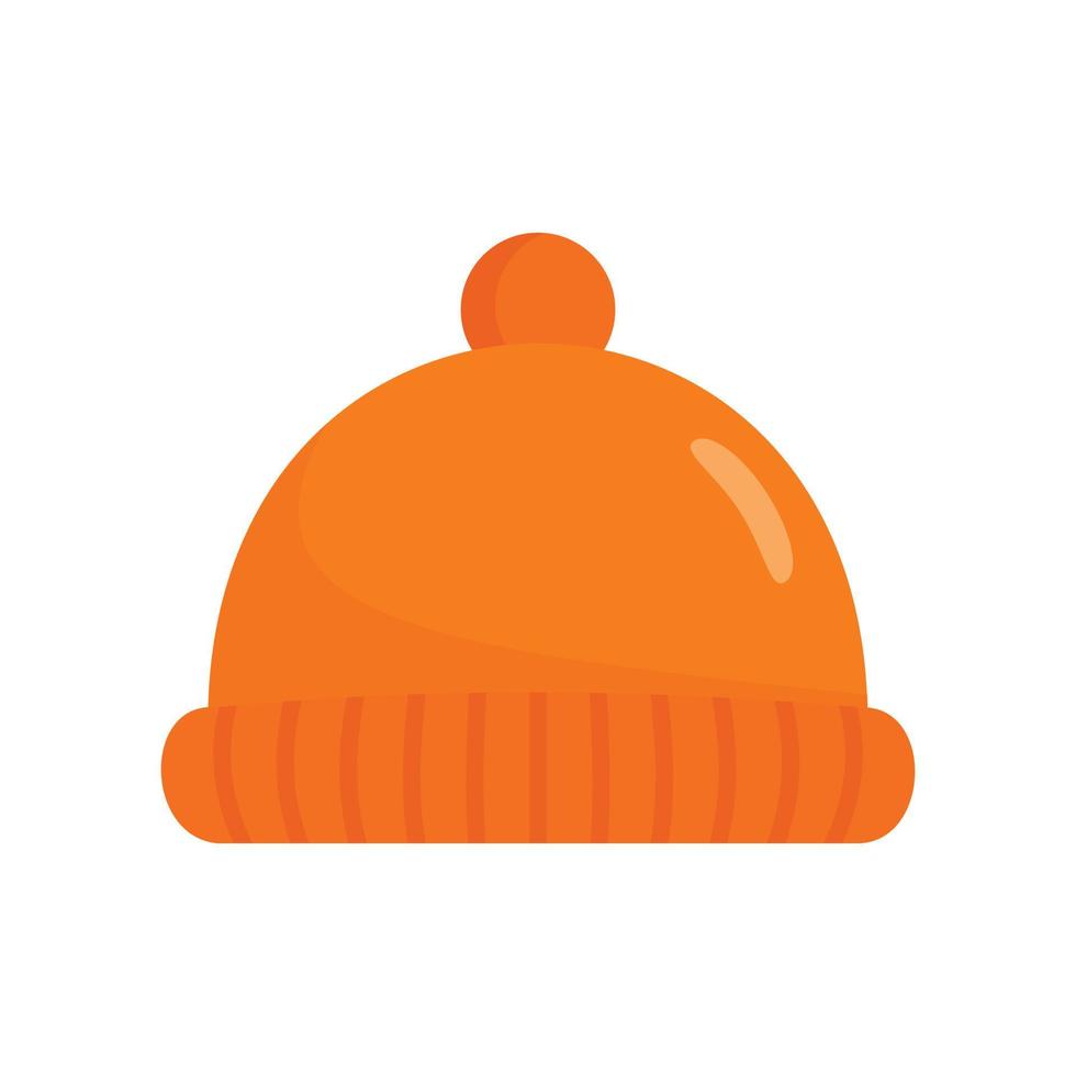 Orange winter hat icon, flat style vector