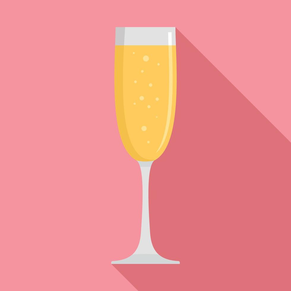 Glass champagne icon, flat style vector