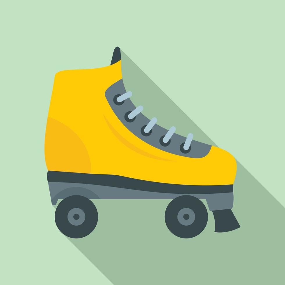 Yellow roller skates icon, flat style vector