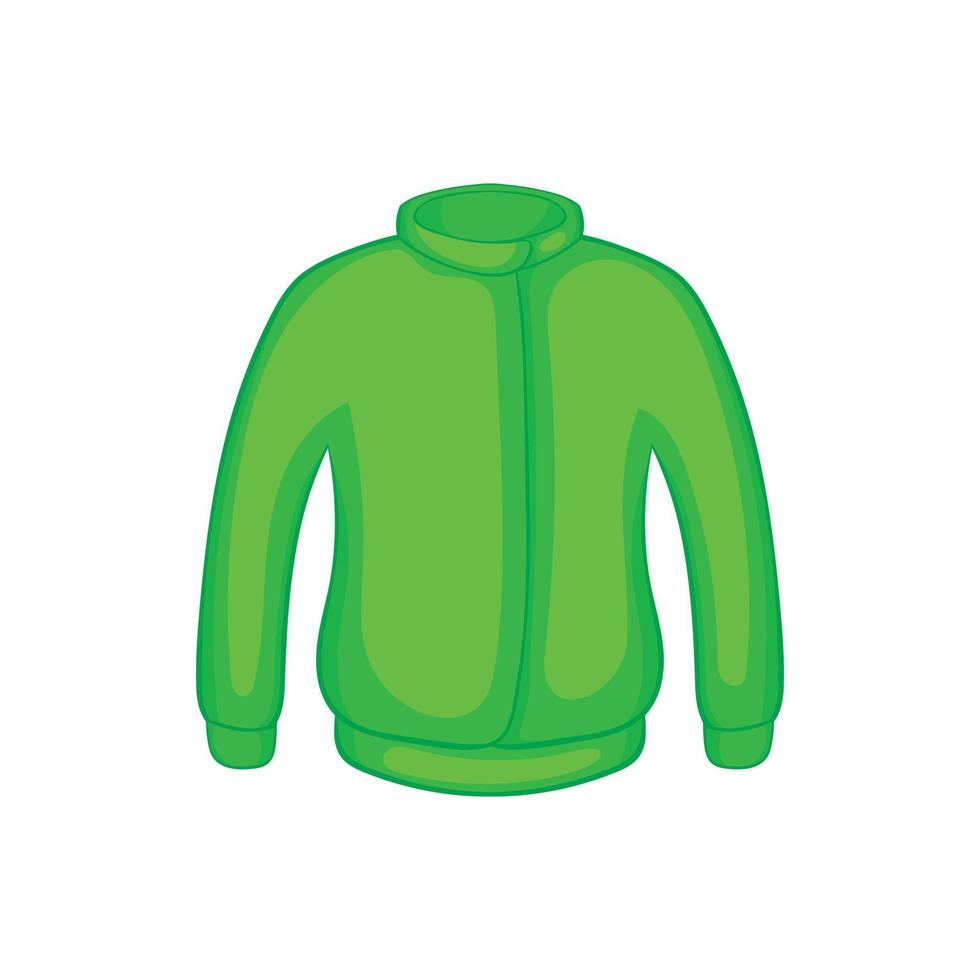 icono de chaqueta de paintball verde, estilo de dibujos animados vector