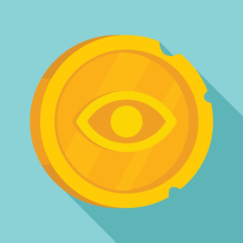 Ancient gold coin icon, flat style vector