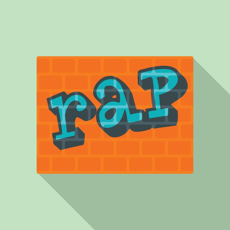 Rap on bricks wall icon, flat style vector