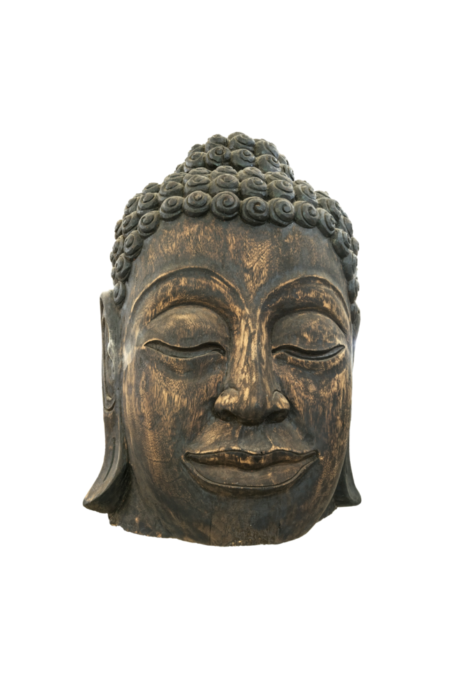 tête de bouddha en bois isolé png