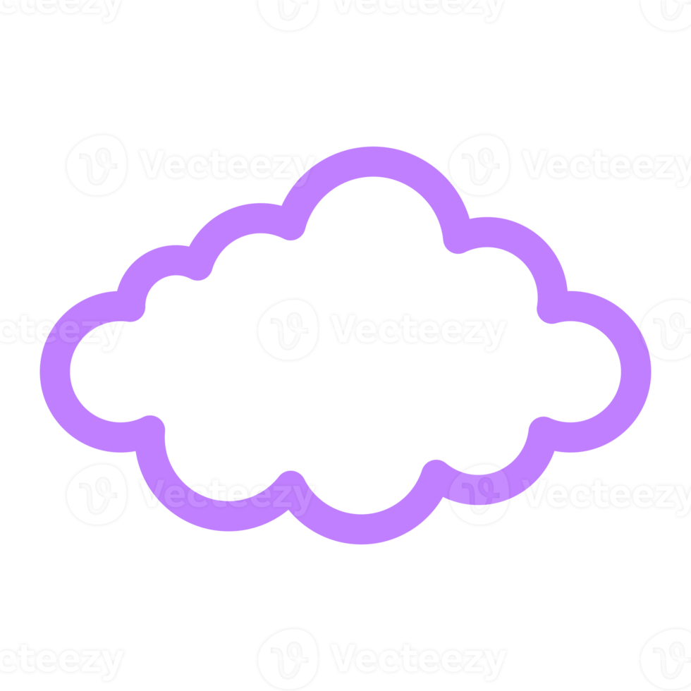 ilustración de contorno de nube simple en color púrpura para elemento de diseño png