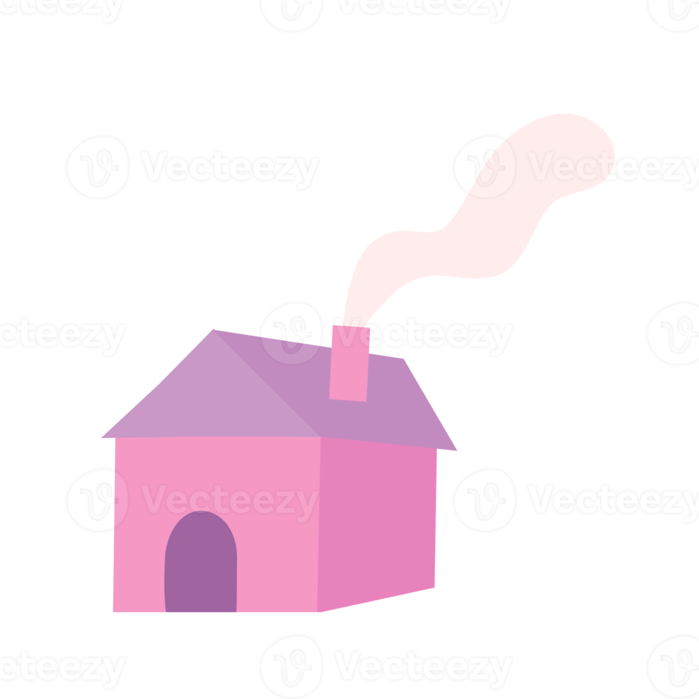 Cute house illustration in minimalist style and pastel color for design element png