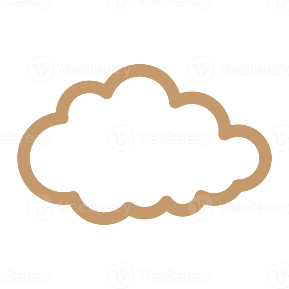 Simple cloud outline illustration in brown color for design element png