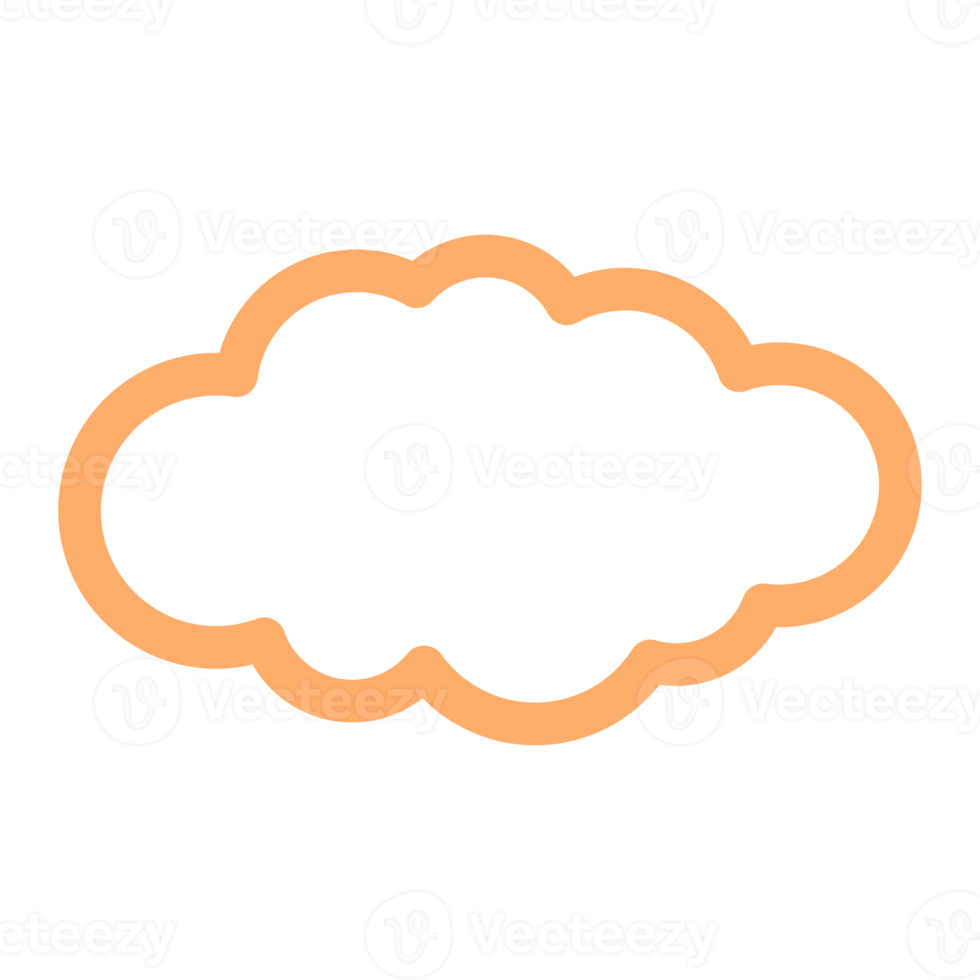 Simple cloud outline illustration in orange color for design element png