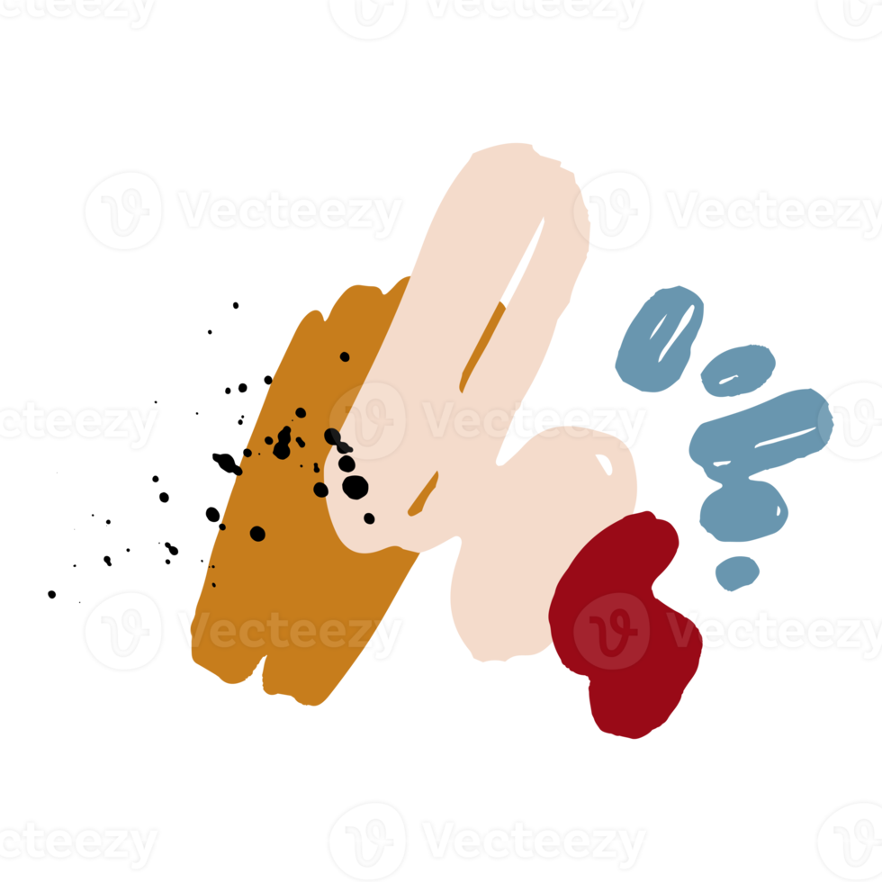 ornement de coup de pinceau abstrait dans le thème vintage. composition d'un trait simple pour l'espace de copie et l'élément de conception. ensemble d'éléments de design minimaliste png
